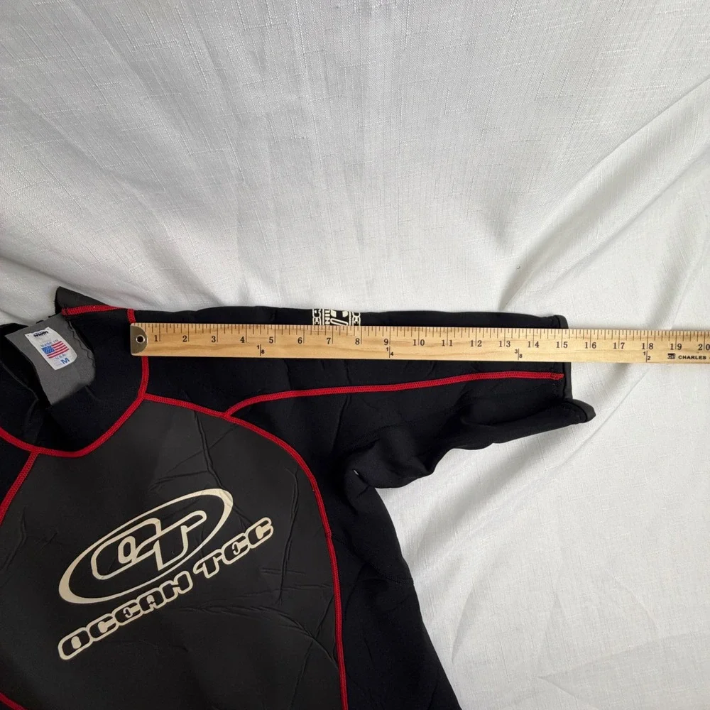 Ocean Tec Wetsuit Men M 3/3 Titanium Tec Short Sleeve Full Leg Black Red USA